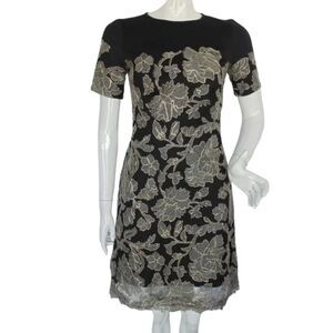 TADASHI SHOJI Dress, 2, Sabi, Floral Lace overlay, Short sleeve, Scuba